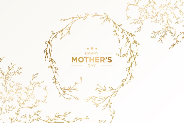 Free vector happy mother's day background with golden leaves