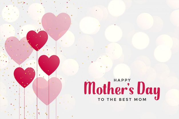 Happy mother's day background with heart balloons