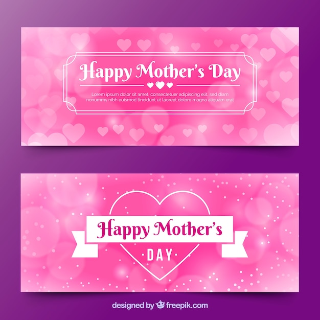 Happy mother's day banners with a bokeh effect