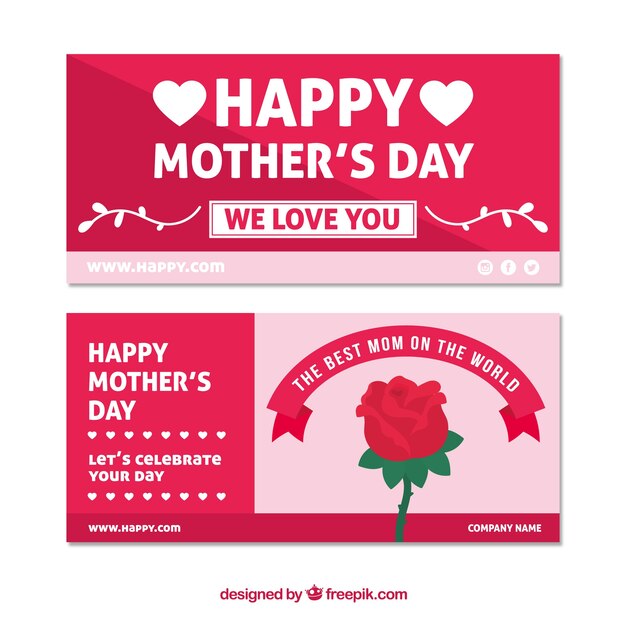 Free vector happy mother's day banners