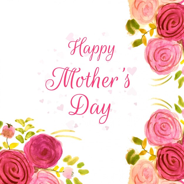 Happy mother's day beautiful design with watercolor flowers