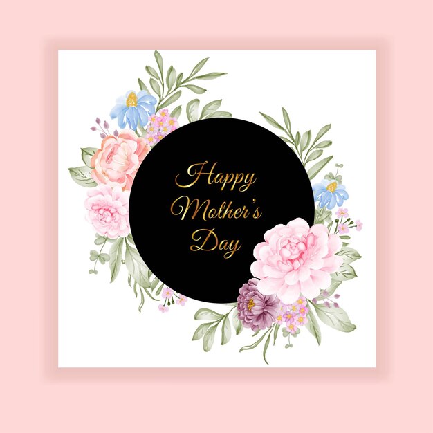 Happy mother's day card with beautiful watercolor flower