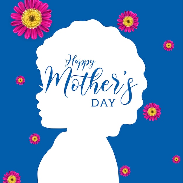 Happy mother's day greetings blue pink white background social media design banner free vector