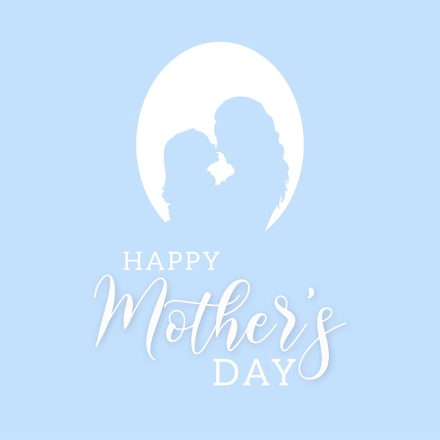 Happy Mother's Day Greetings Blue White Background Social Media Design Banner Free Vector