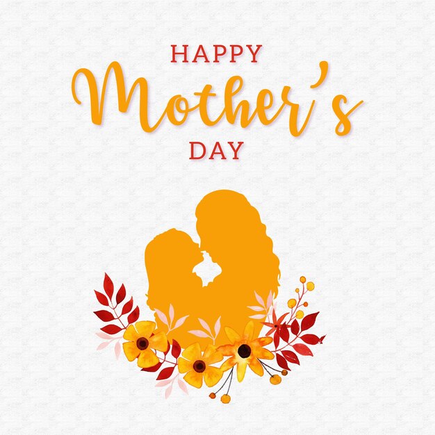 Happy Mother's Day Greetings Light Grey Orange Background Social Media Design Banner Free Vector