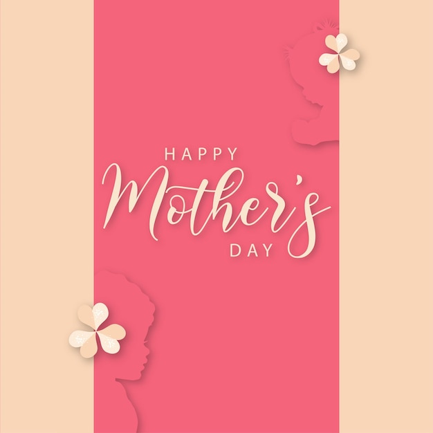 Happy Mother's Day Greetings Pink Beige Background Social Media Design Banner Free Vector