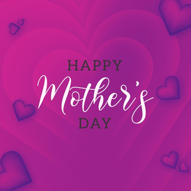 幸せな母の日の挨拶ピンク紫の背景ソーシャルメディアデザインバナー無料ベクトル
