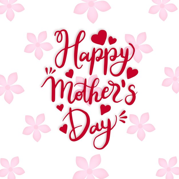 Счастливый день матери поздравления розовый красный фон социальные медиа дизайн баннер Бесплатные векторы