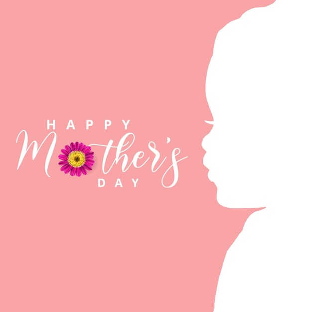 Happy Mother's Day Greetings Pink White Background Social Media Design Banner Free Vector