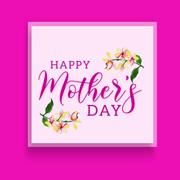 Happy Mother's Day Greetings Pink Yellow Background Social Media Design Banner Free Vector