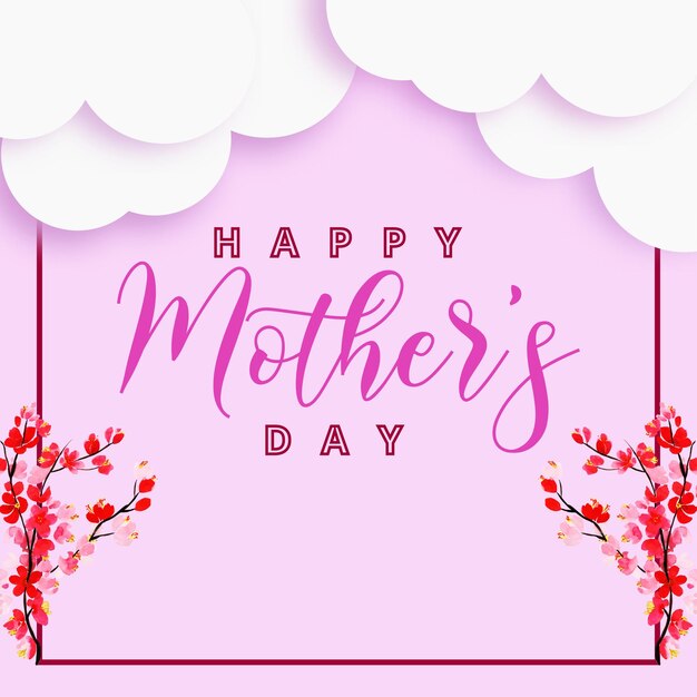 Happy mother's day greetings purple red background social media design banner vettore gratuito