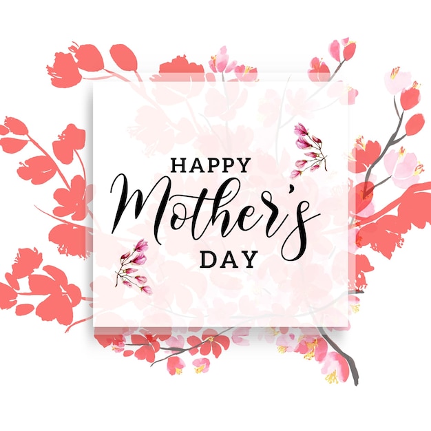 Happy Mother's Day Greetings Red White Background Social Media Design Banner Free Vector