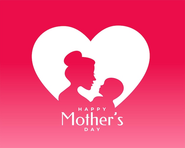 Happy mother's day love card with mom and child illustration