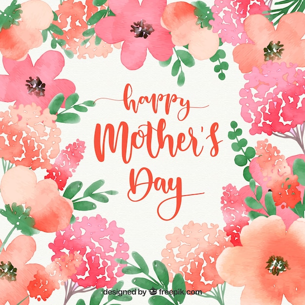 Free vector happy mother's day watercolour background with flowers