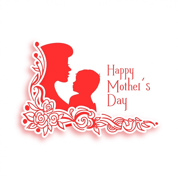 Free vector happy mothers day background with mom and child silhouette