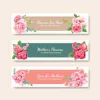 Free vector happy mothers day banner templates set