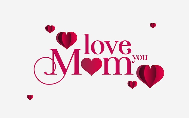 Открытка на день матери розовый памятный вектор на май день матери люблю тебя мама Premium векторы