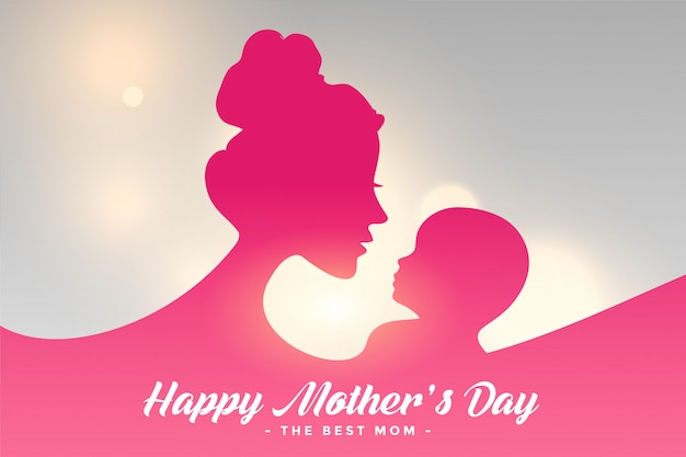 Vettore gratuito scheda di giorno di madri felice con sfondo relazione mamma e bambino