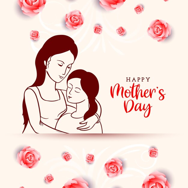 Happy Mothers day celebration stylish greeting card