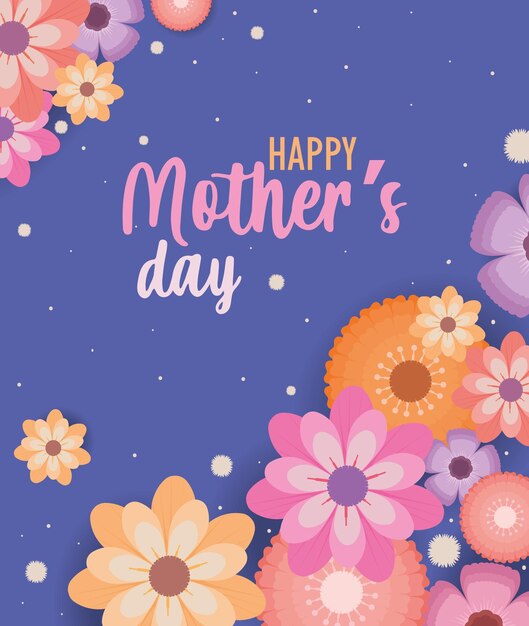 happy mothers day flowers card design