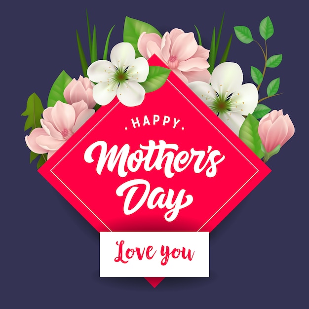 Happy mothers day i love you lettering. mothers day greeting card.