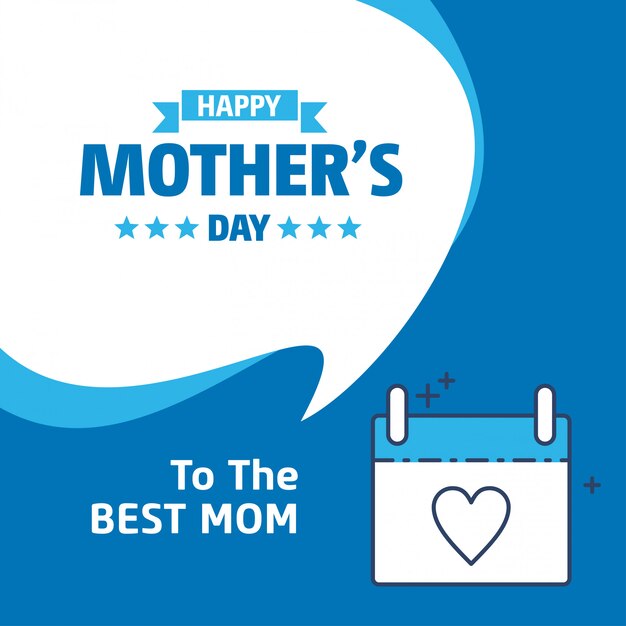 Happy Mothers Day lettering Blue Background