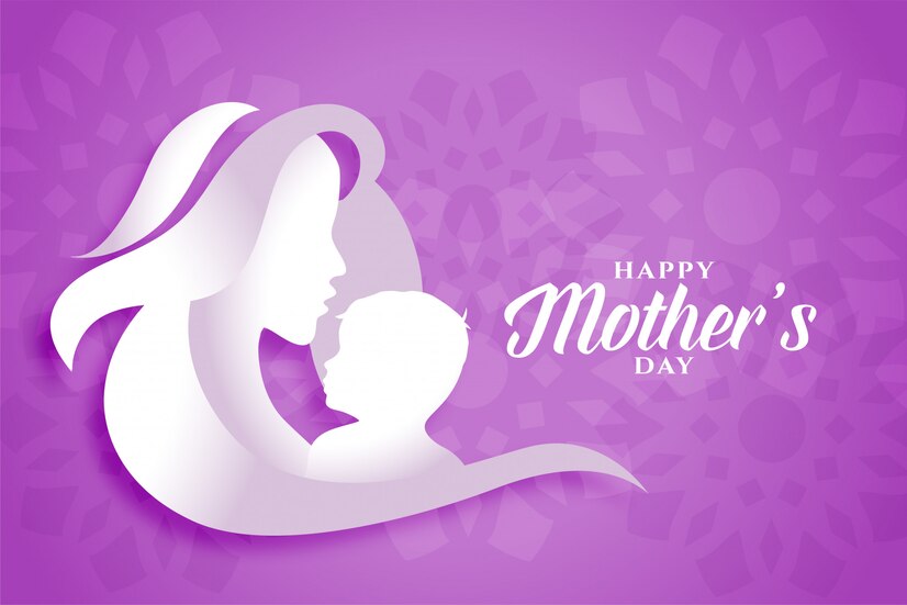 Free Vector | Happy mothers day mom and child silhouettes background