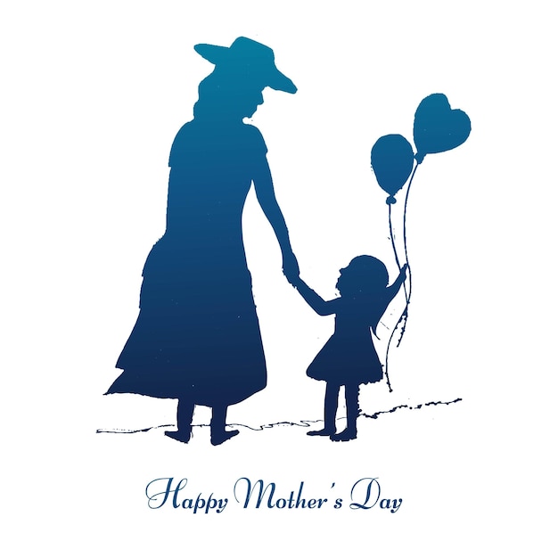 Free Vector happy mothers day for mother holding baby hand card design