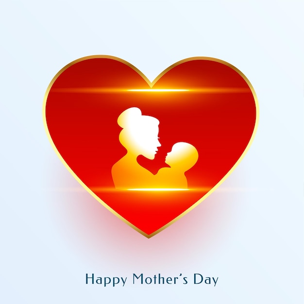 Free Vector happy mothers day red heart greeting