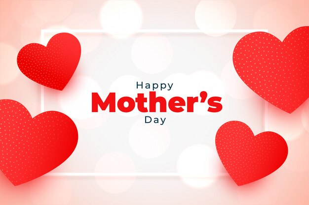Счастливые матери день красные сердца приветствие фон