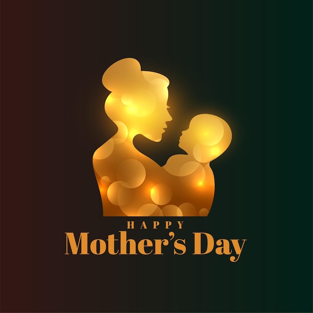 Happy mothers day shiny golden card design
