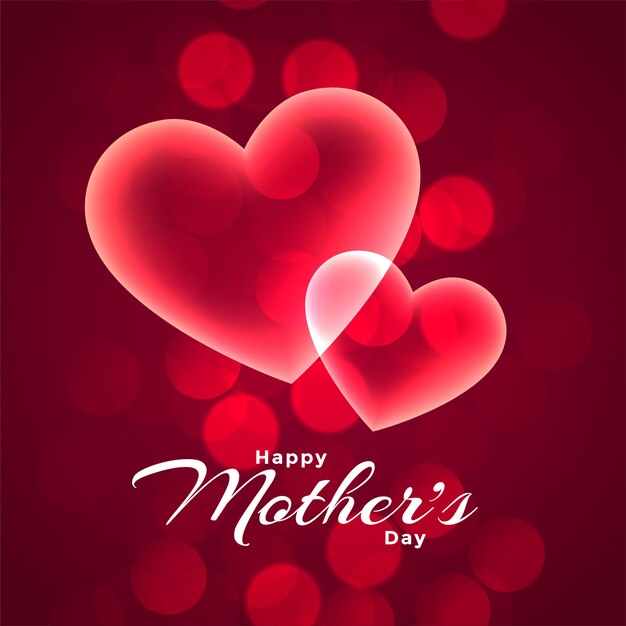 Happy mothers day two glowing hearts background