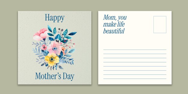 Happy Mothers Day Watercolor Floral Card