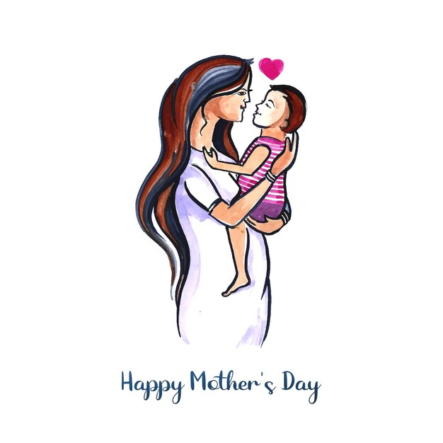 Happy mothers day for woman and baby child love card design