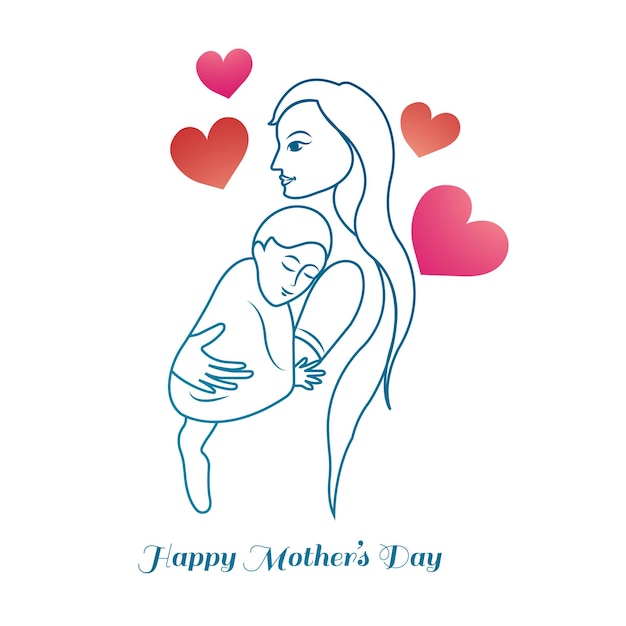 Free vector happy mothers day for woman and baby child love card design