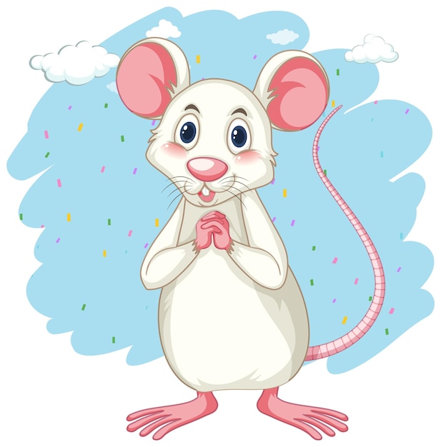 Бесплатное векторное изображение Счастливая мышь, стоящая на синем фоне