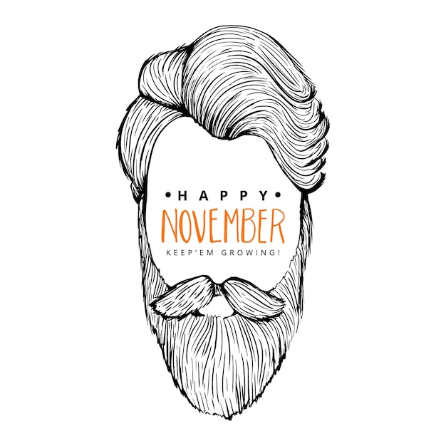 Happy movember background of man with hipster style