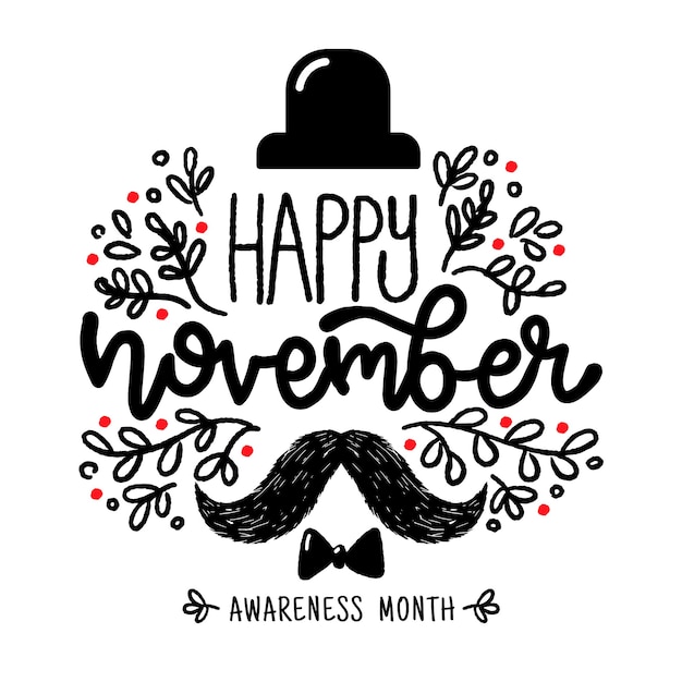 Free vector happy movember lettering background