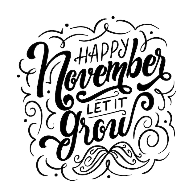 Happy movember moustache lettering