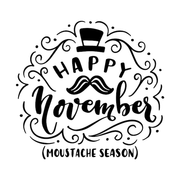 Free vector happy movember moustache lettering