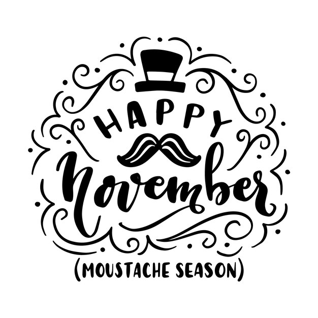 Happy movember moustache lettering