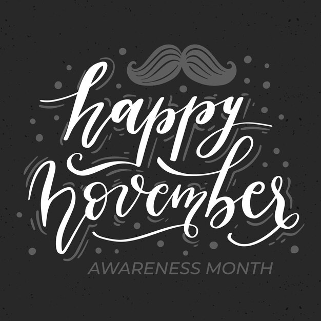 Happy movember moustache lettering