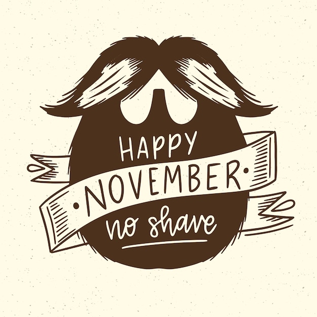 Vettore gratuito felice movember con barba hipster