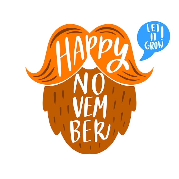 Happy movember with lettering design