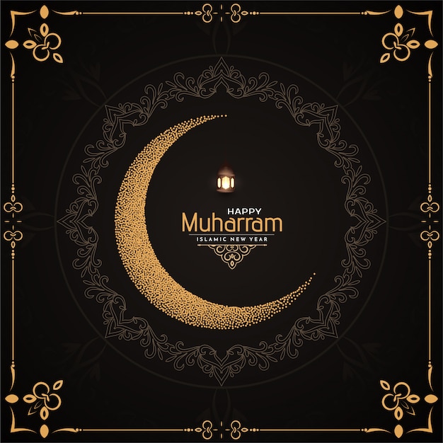 Free vector happy muharram background with moon design