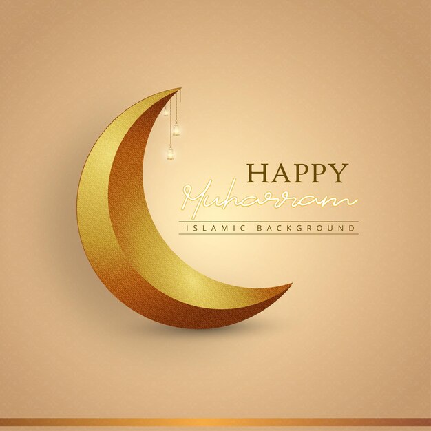 Happy Muharram Beige Golden Background Islamic Social Media Banner Free Vector