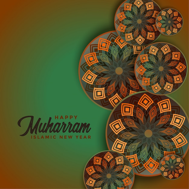 Happy muharram islamic decoration celebration background