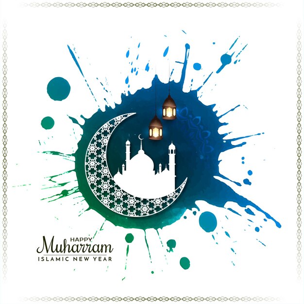 Happy Muharram and Islamic new year crescent moon background vector