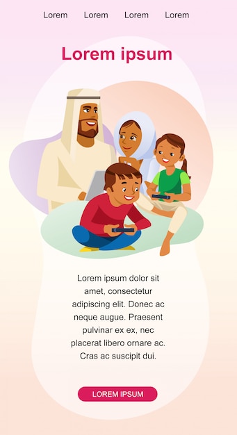 Free vector happy muslim family leisure vector web banner