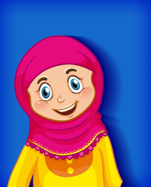 Free vector happy muslim girl cartoon character